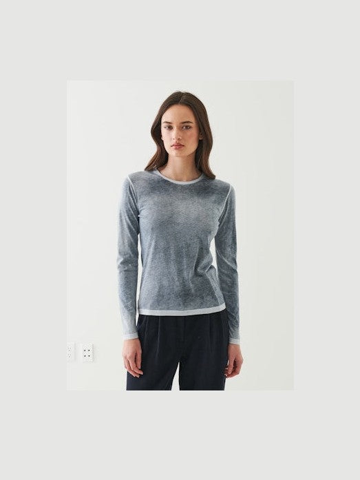 Pima Classic Spray Long Sleeve Crew - Black