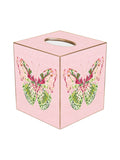 Pink Linen Butterfly Tissue Box