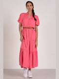 Pink Midi Tiered Dress