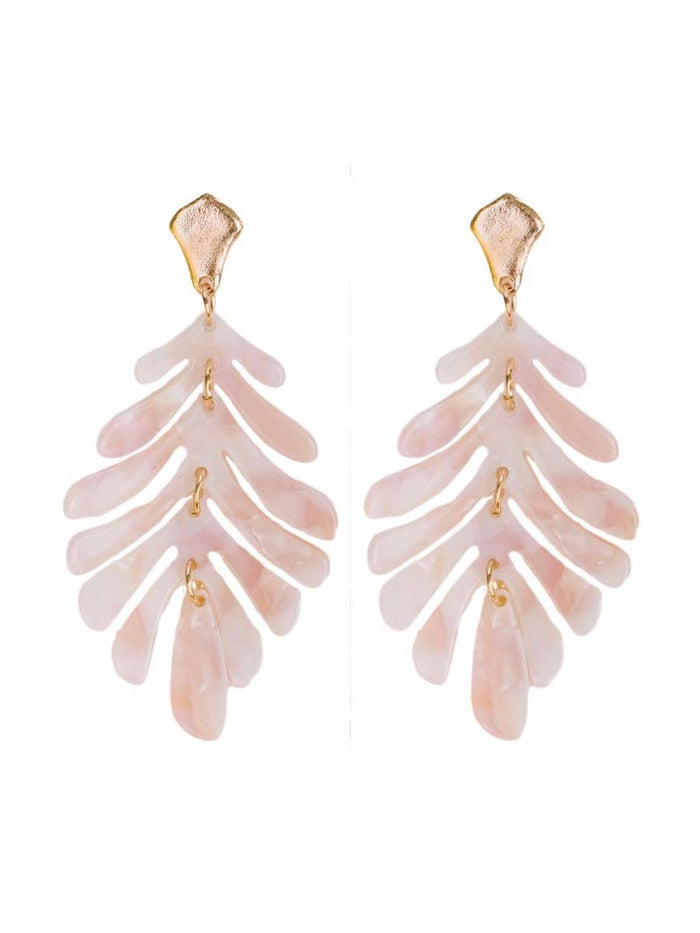 Pink Petite Palm Statement Drop Earrings