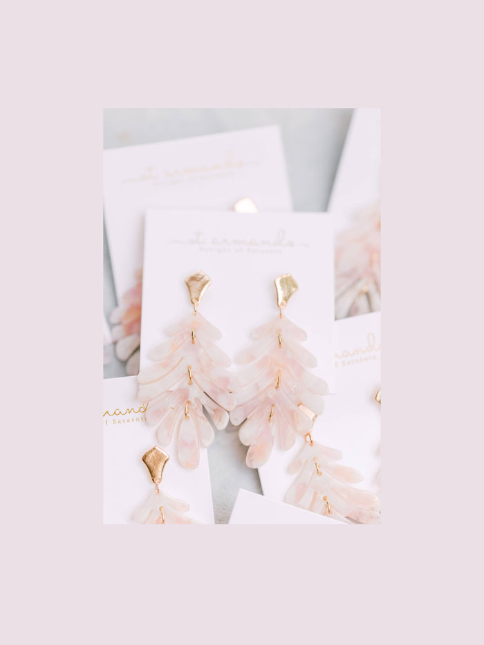 Pink Petite Palm Statement Drop Earrings