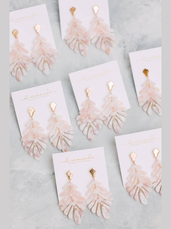 Pink Petite Palm Statement Drop Earrings