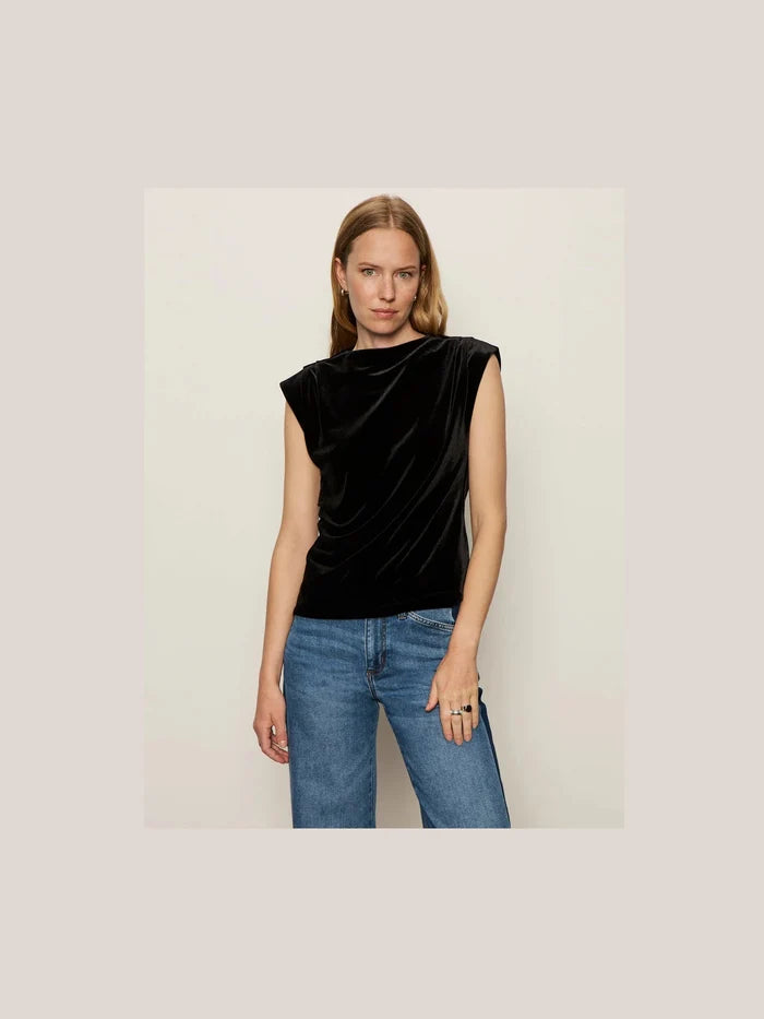 Pleated Sleeveless Top - Black