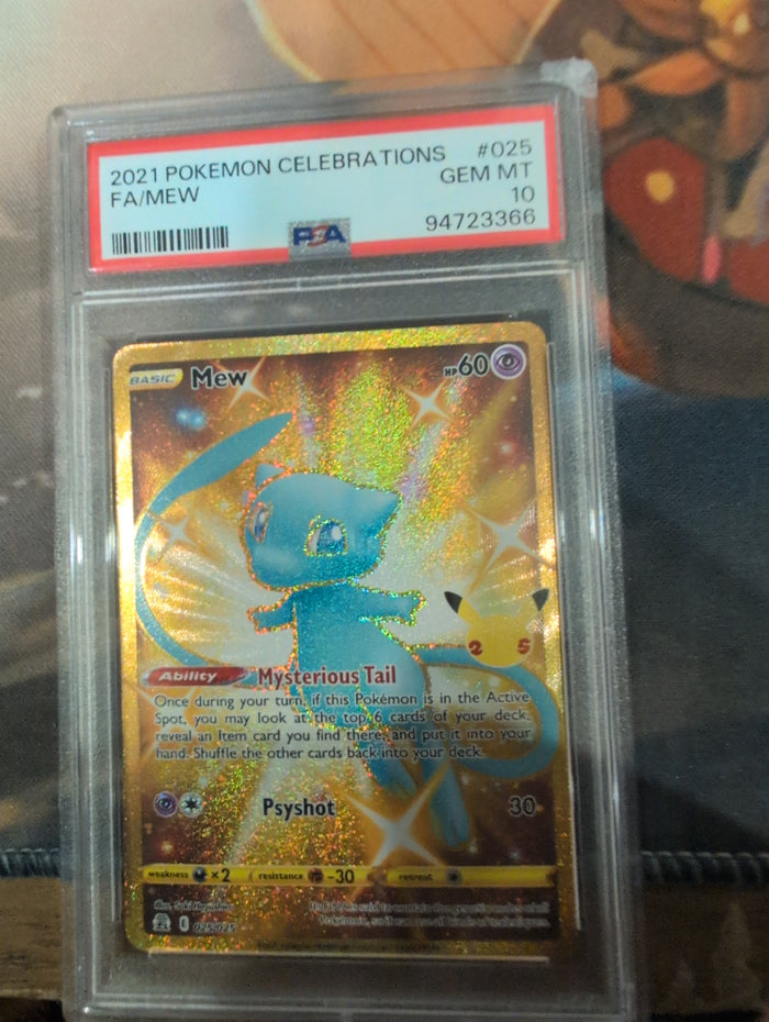 Pokemon: PSA 10 Mew FA Celebrations *Chipped Case*