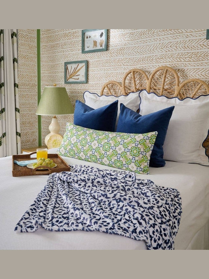Porto Tiles Navy Fleece Blanket