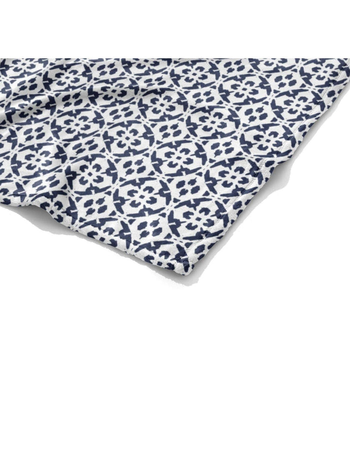 Porto Tiles Navy Fleece Blanket
