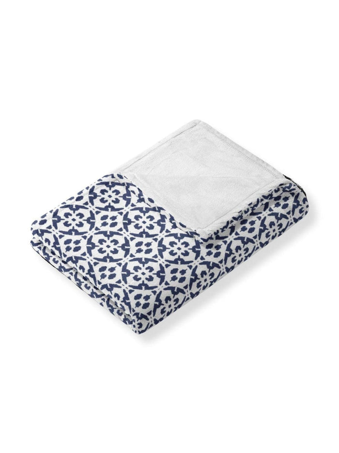 Porto Tiles Navy Fleece Blanket