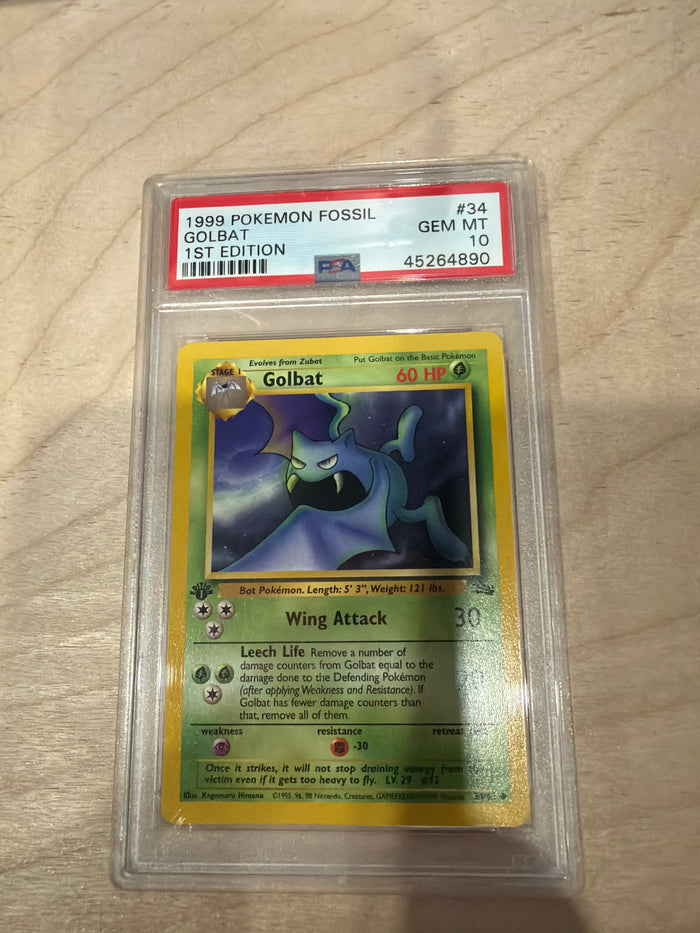 PSA 10 1999 Pokemon Golbat 1st Edition Fossil