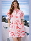 Puff Sleeve Coral Dragon Dress