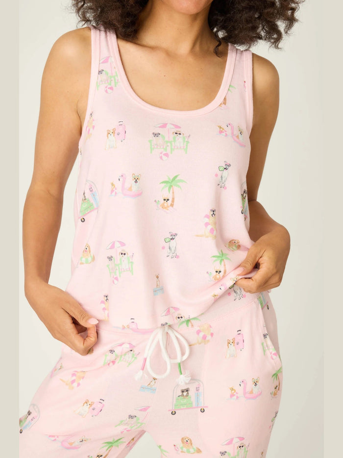 Pupcation Palms Sunnies & Sunshine Tank Top