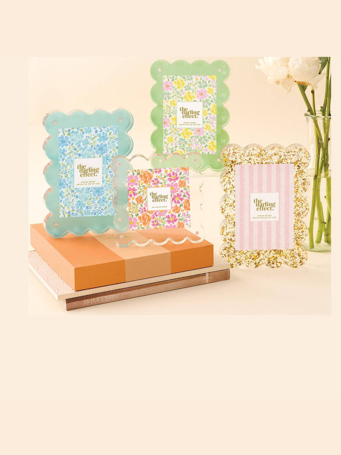 Rectangle Scalloped Acrylic Frame-Confetti Pink