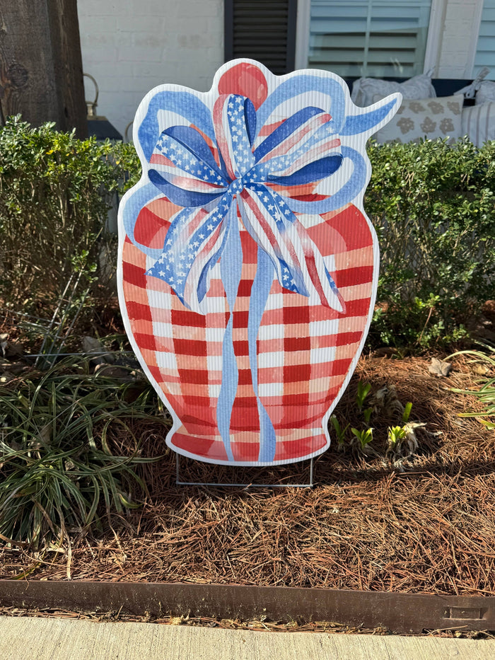 Red white and Blue Jar