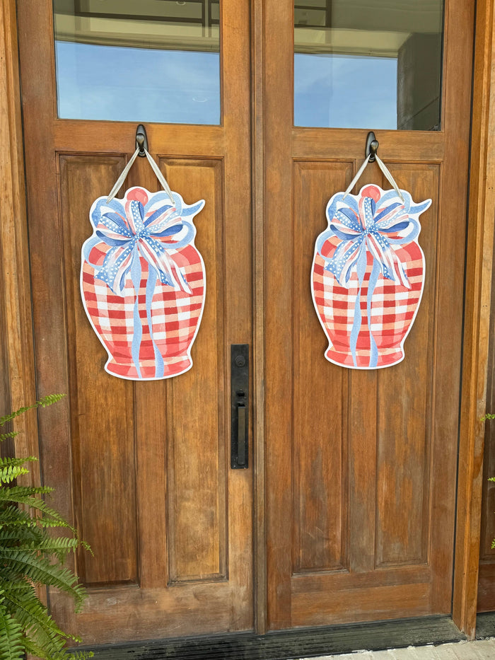 Red white and Blue Jar