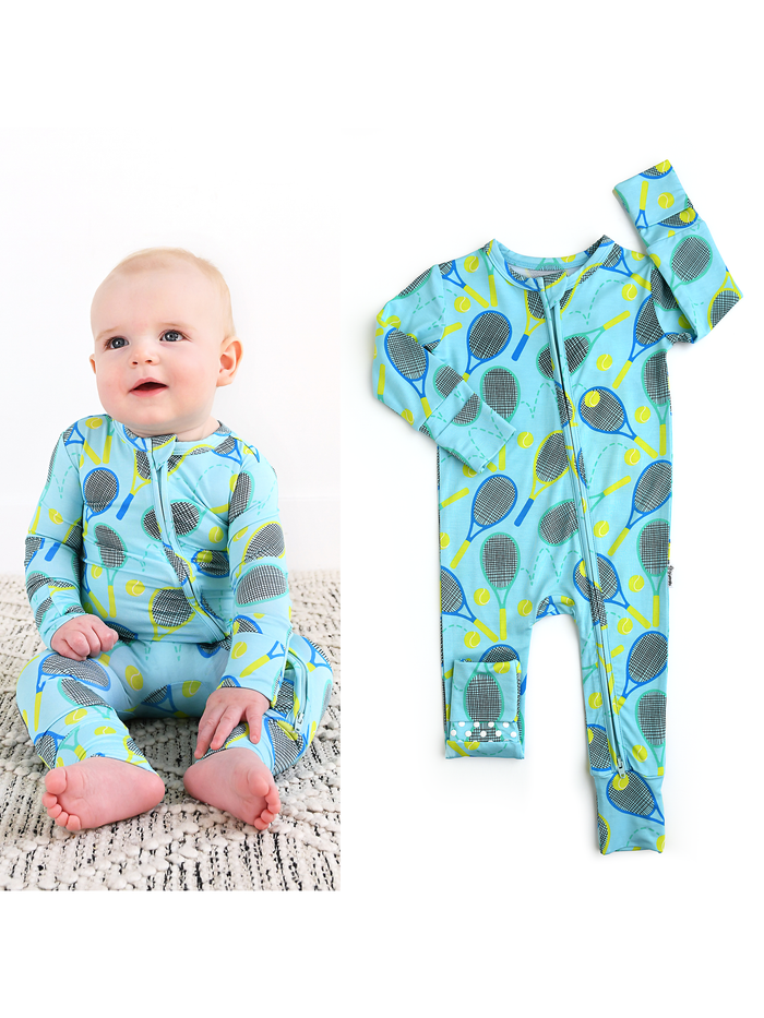 Roger Blue Tennis Zip Bamboo Sleepies Little Sports Outfit