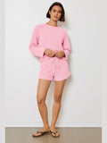 Roll Cuff Tie Waist Shorts - Sweetheart