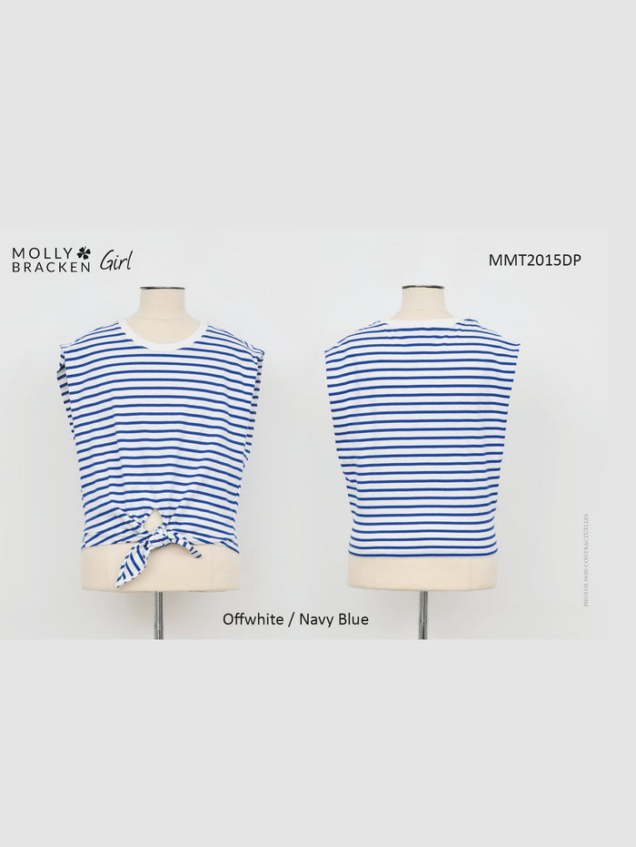 Royal and White Cap Sleeve Tee