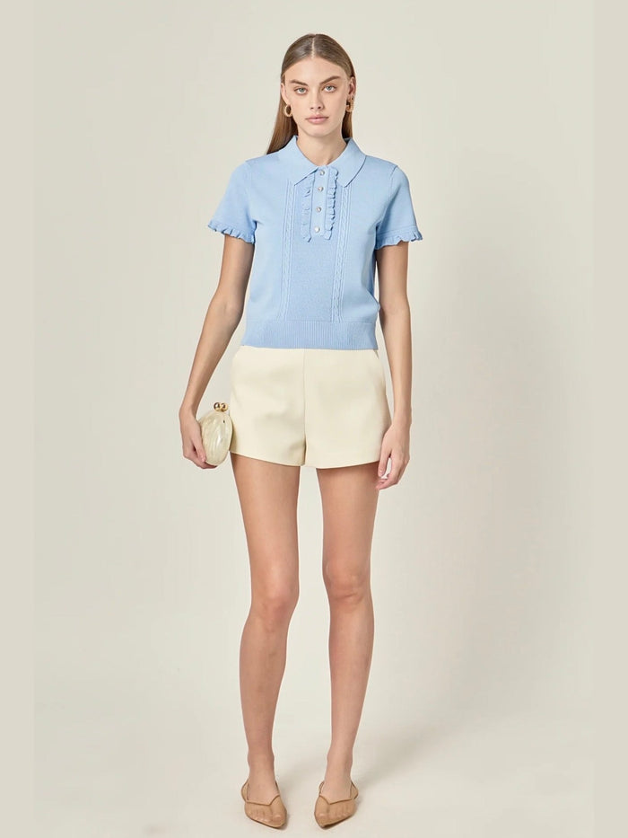 Ruffle Placket Top