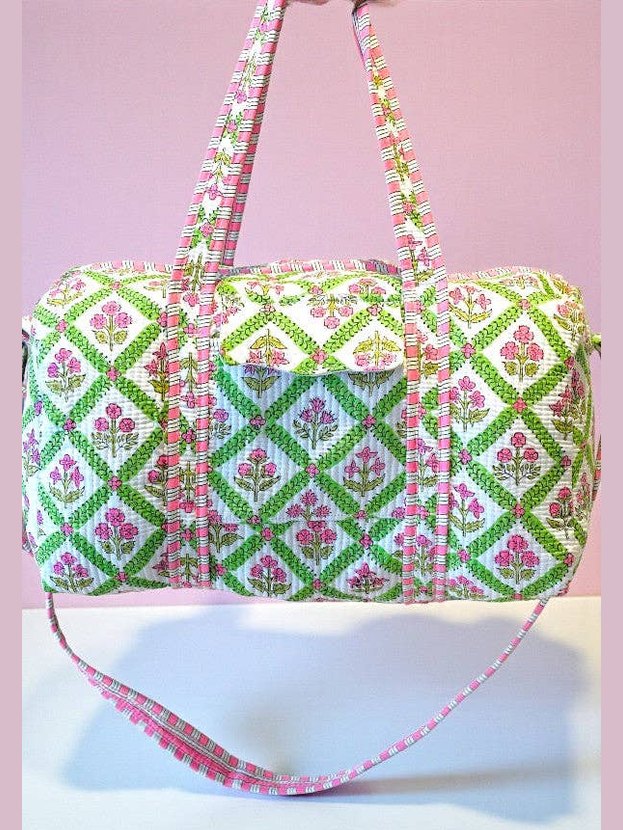 Scottie Pink and Green Floral Duffel Bag