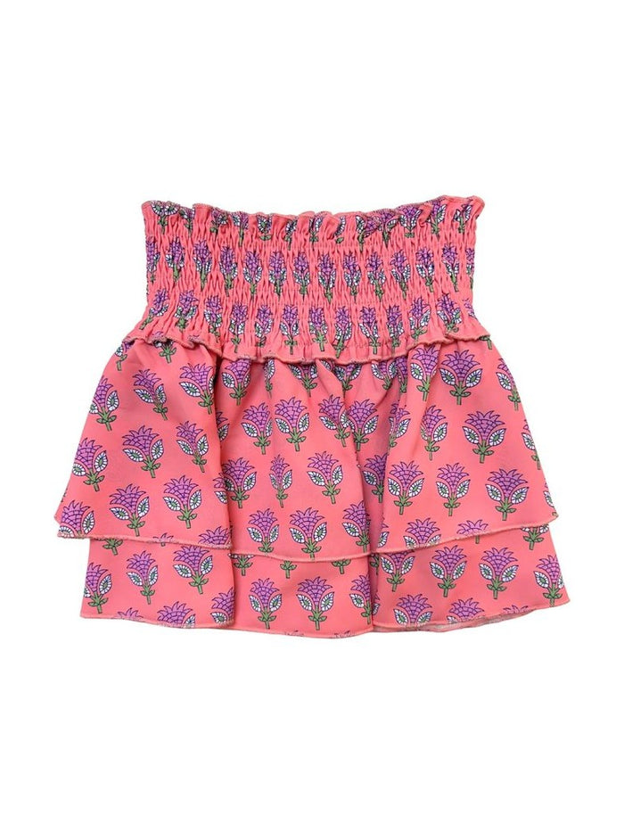 Scottie Skirt - Coral Block Print
