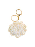SHELL BEADED BAG CHARM/KEY RING,IVORY