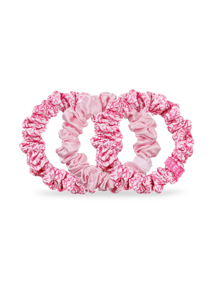 Silk Hair Scrunchies | Small | Pink Ribbon Power