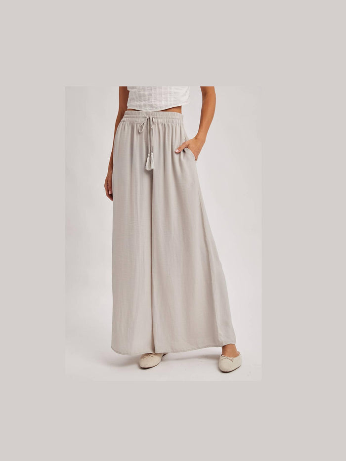 SILKY PALAZZO WIDE LEG PANTS