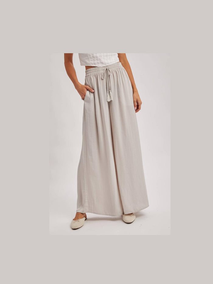 SILKY PALAZZO WIDE LEG PANTS