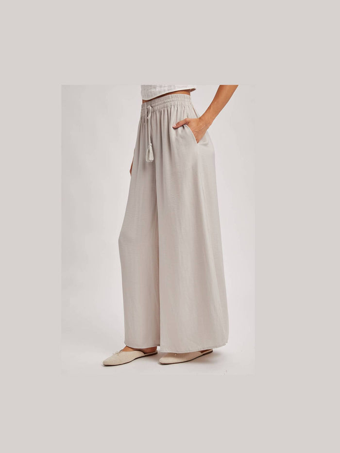 SILKY PALAZZO WIDE LEG PANTS
