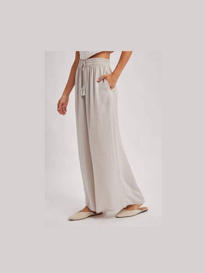 SILKY PALAZZO WIDE LEG PANTS
