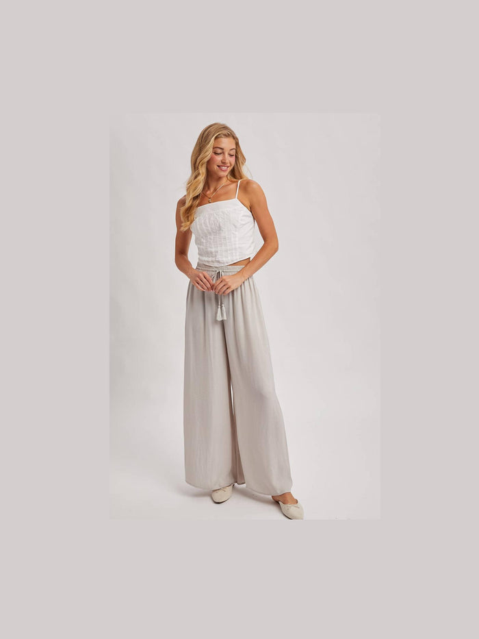 SILKY PALAZZO WIDE LEG PANTS