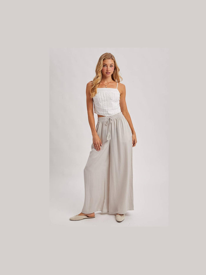 SILKY PALAZZO WIDE LEG PANTS