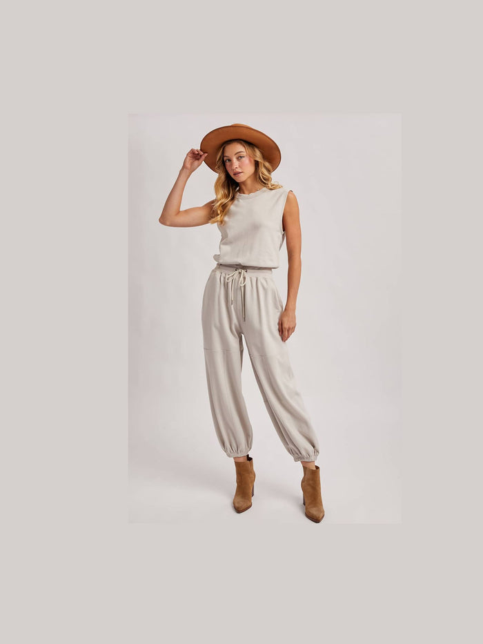 Sleeveless Ecru Jumpsuit