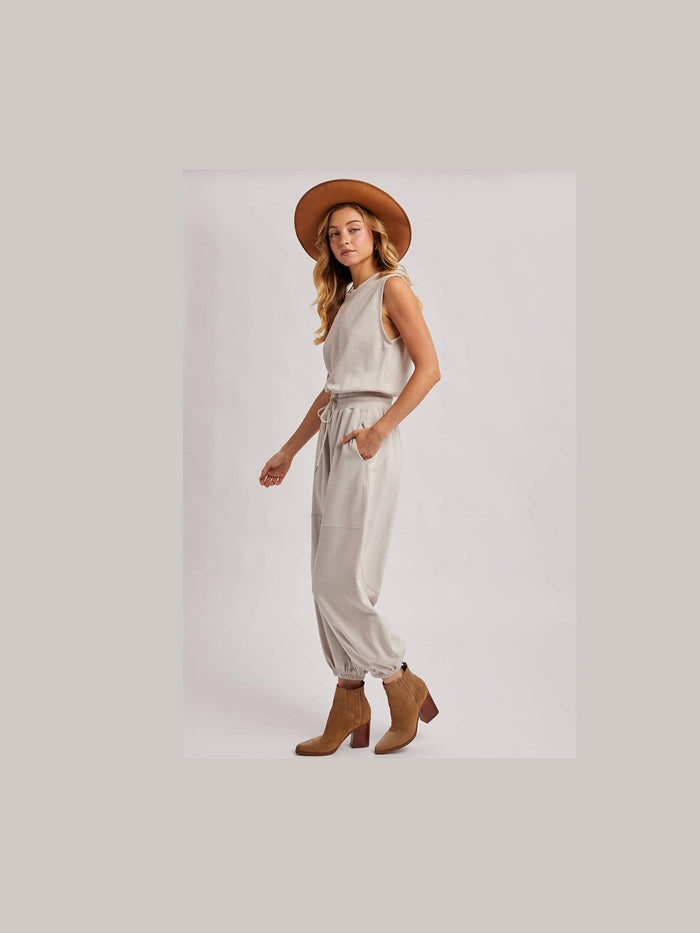 Sleeveless Ecru Jumpsuit