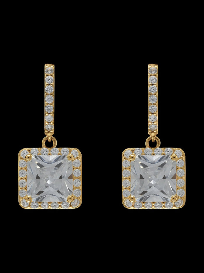 Square Pave Drop Earring
