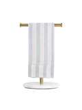 Stripe Hemstitch Hand Towel   White/Blue/Gold   20x28