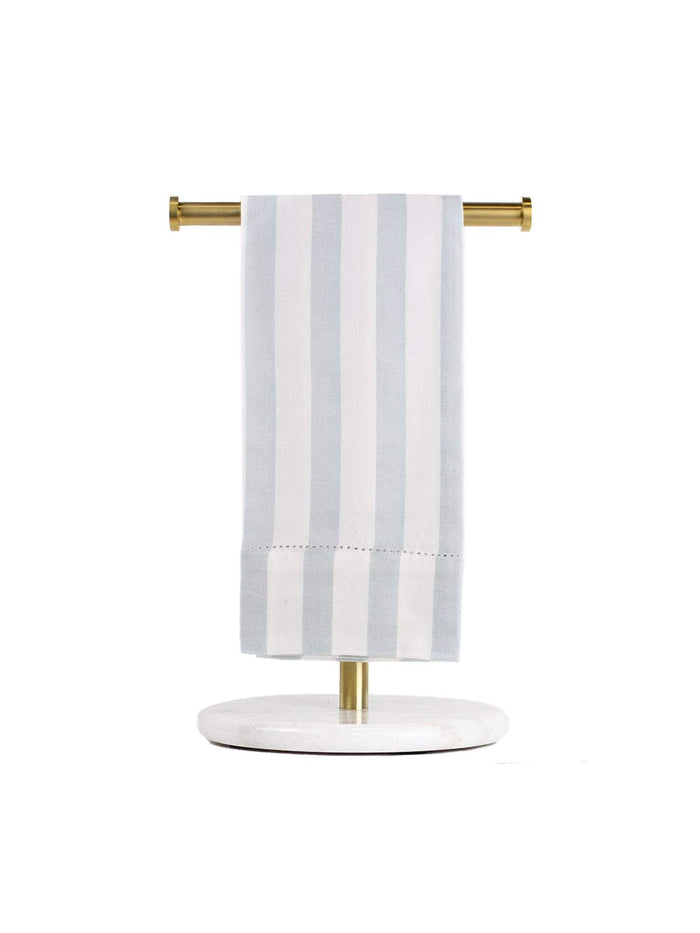 Stripe Hemstitch Hand Towel   White/Blue/Gold   20x28