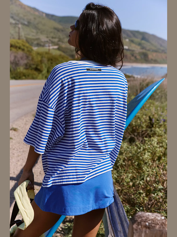 Striped Tackled Tee - Electric Cobalt