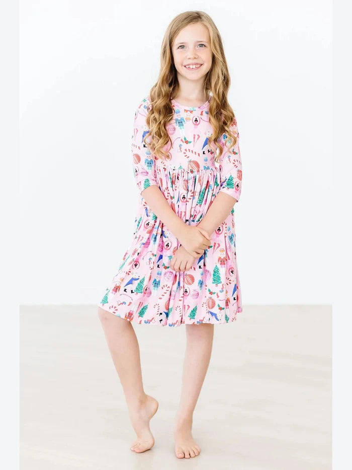 Sugarplum Fairy 3/4 Sleeve Pocket Twirl Dress
