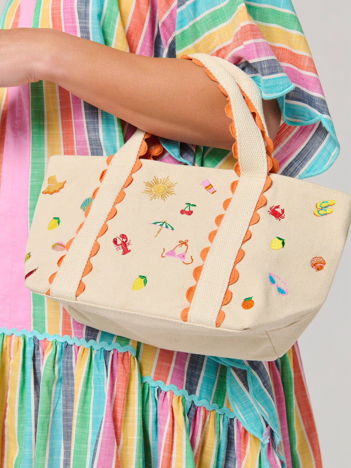 SUMMER ICONS MINI TOTE,NATURAL