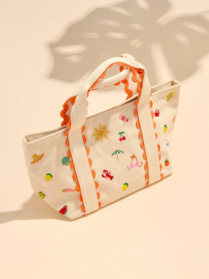 SUMMER ICONS MINI TOTE,NATURAL