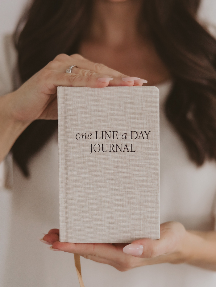 Tan One Line A Day Fabric Journal - Stationery Gifts