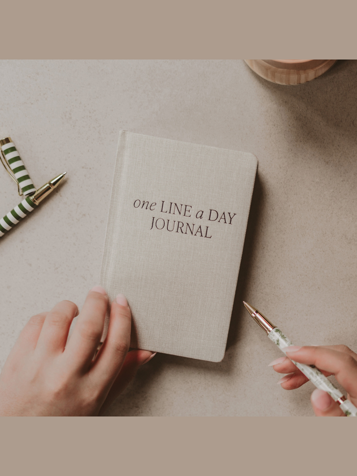 Tan One Line A Day Fabric Journal - Stationery Gifts