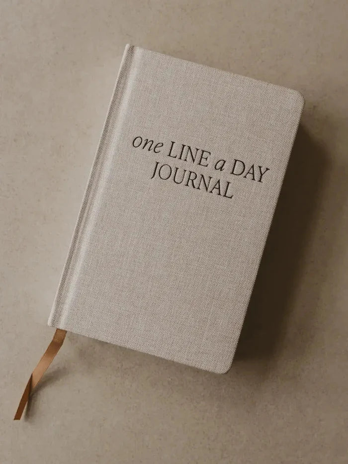 Tan One Line A Day Fabric Journal - Stationery Gifts