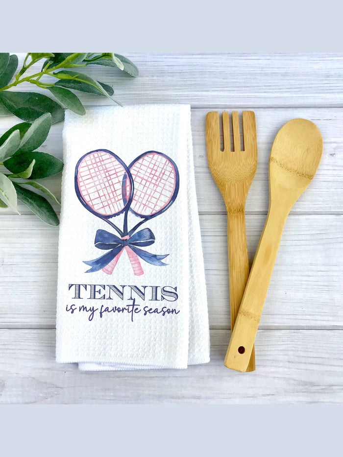 Tennis Favorite Season Towel, Tennis Kitchen Decor Preppy
