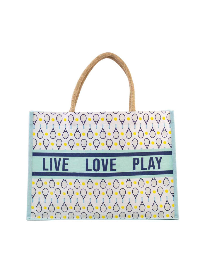 Tennis Love Juco Tote   Sky/Navy/White   19x14x7.5