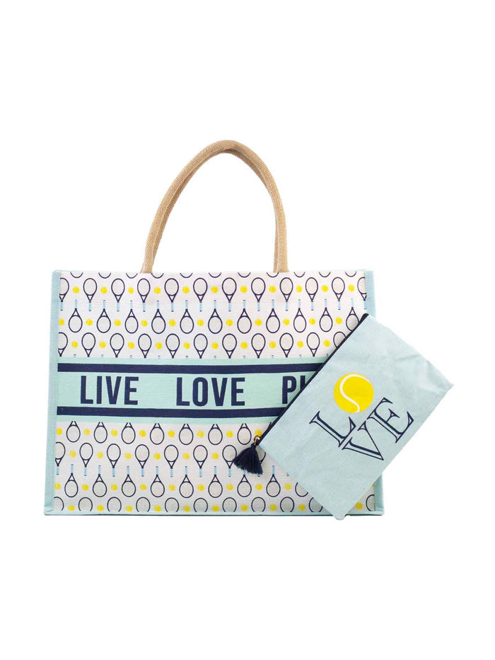 Tennis Love Juco Tote   Sky/Navy/White   19x14x7.5