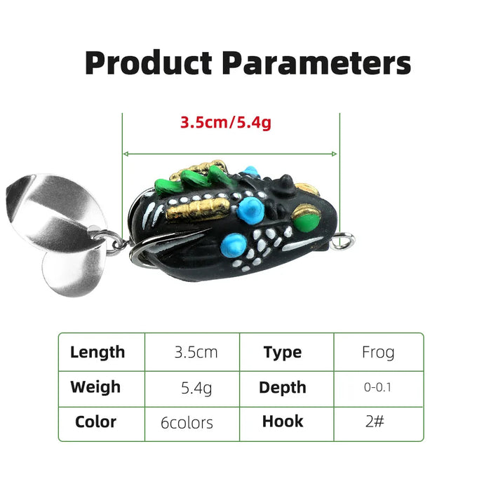 White Smoke Thai Style Frog Fishing Lure Set – Double Sequin Flat Frog (5 Pcs) MARKSMAN