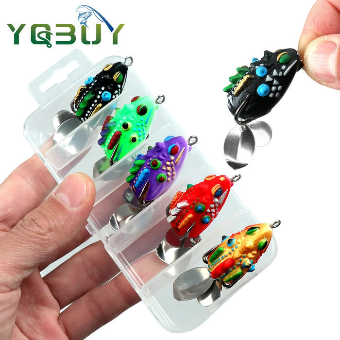 White Smoke Thai Style Frog Fishing Lure Set – Double Sequin Flat Frog (5 Pcs) MARKSMAN