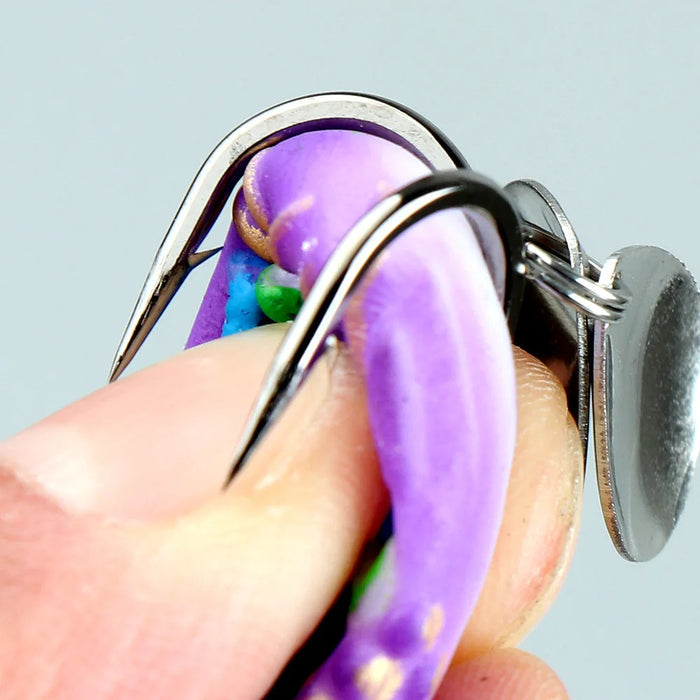 Light Gray Thai Style Frog Fishing Lure Set – Double Sequin Flat Frog (5 Pcs) MARKSMAN