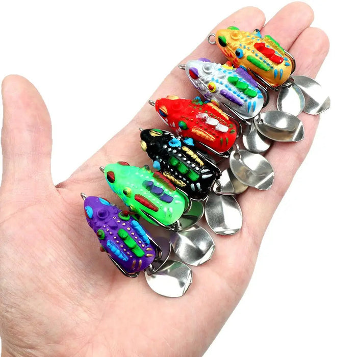 White Smoke Thai Style Frog Fishing Lure Set – Double Sequin Flat Frog (5 Pcs) MARKSMAN